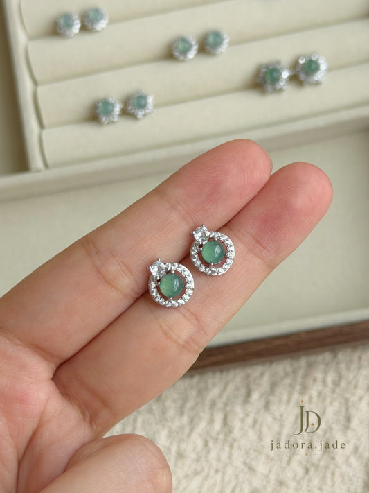 Icy Cool Blue Jade Earring | 冰沁蓝翡翠耳环