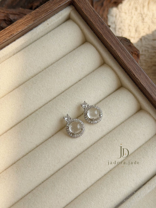 Crystal Mist Cabochon Earring | 晶雾翡翠蛋面耳环