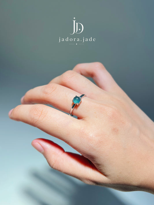 Dreamy Blue Cabochon Ring | 梦幻蓝翡翠蛋面戒指