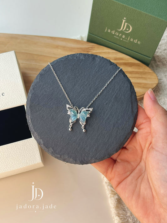 Butterfly Blue Jade Pendant | 蓝蝶翡翠吊坠