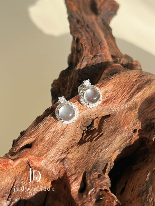 Glassy Cabochon Earring | 玻璃光翡翠蛋面耳环