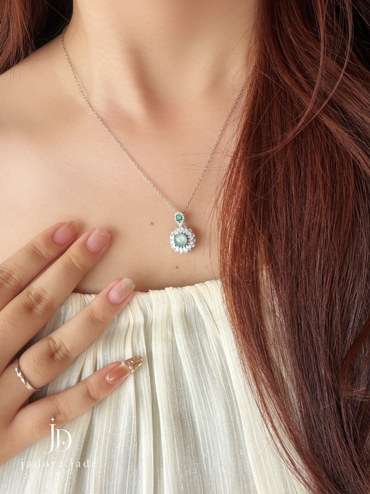 Floral Ocean Blue Jade Pendant | 花语海蓝翡翠吊坠