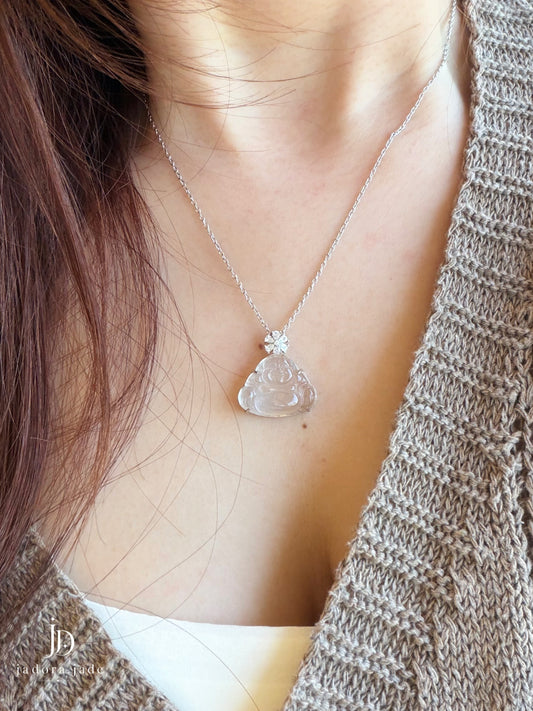 Clear Mist Laughin Buddha Pendant | 冰雾透翡翠笑佛吊坠