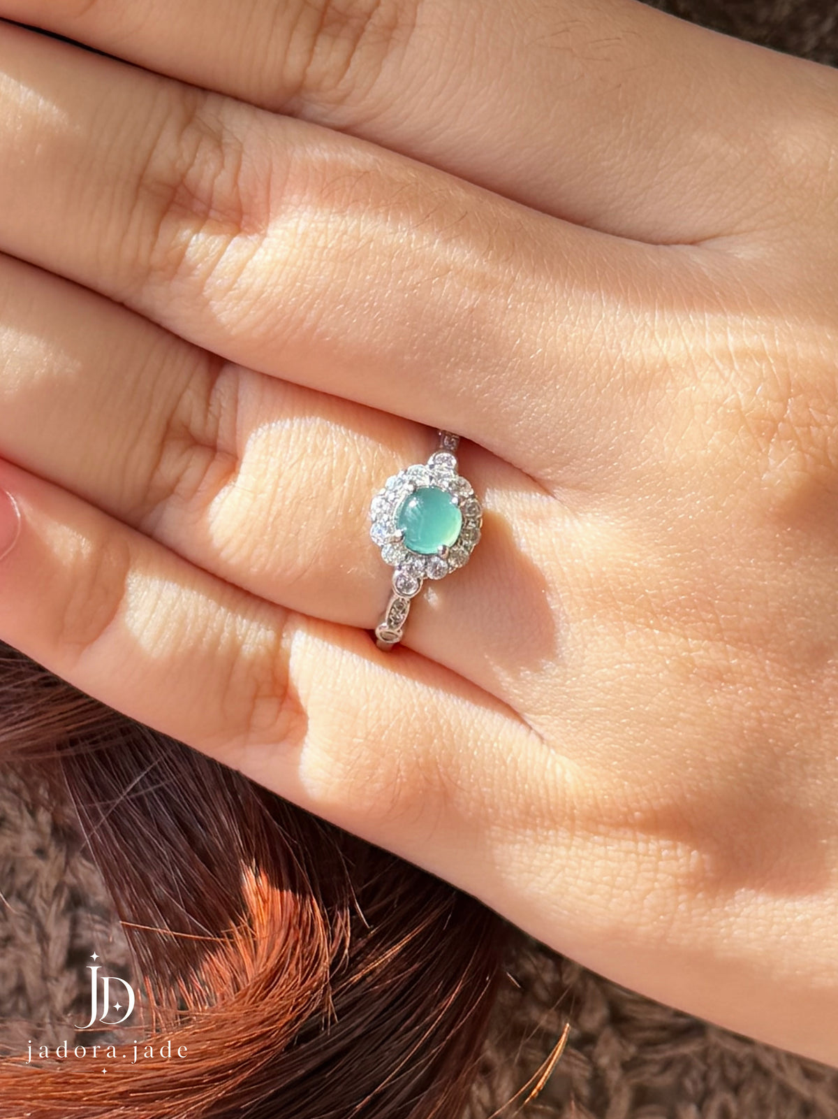 Ethereal Blue Circle Cabochon Ring (NO CERT) | 空灵蓝圆形翡翠蛋面戒指(无证书)