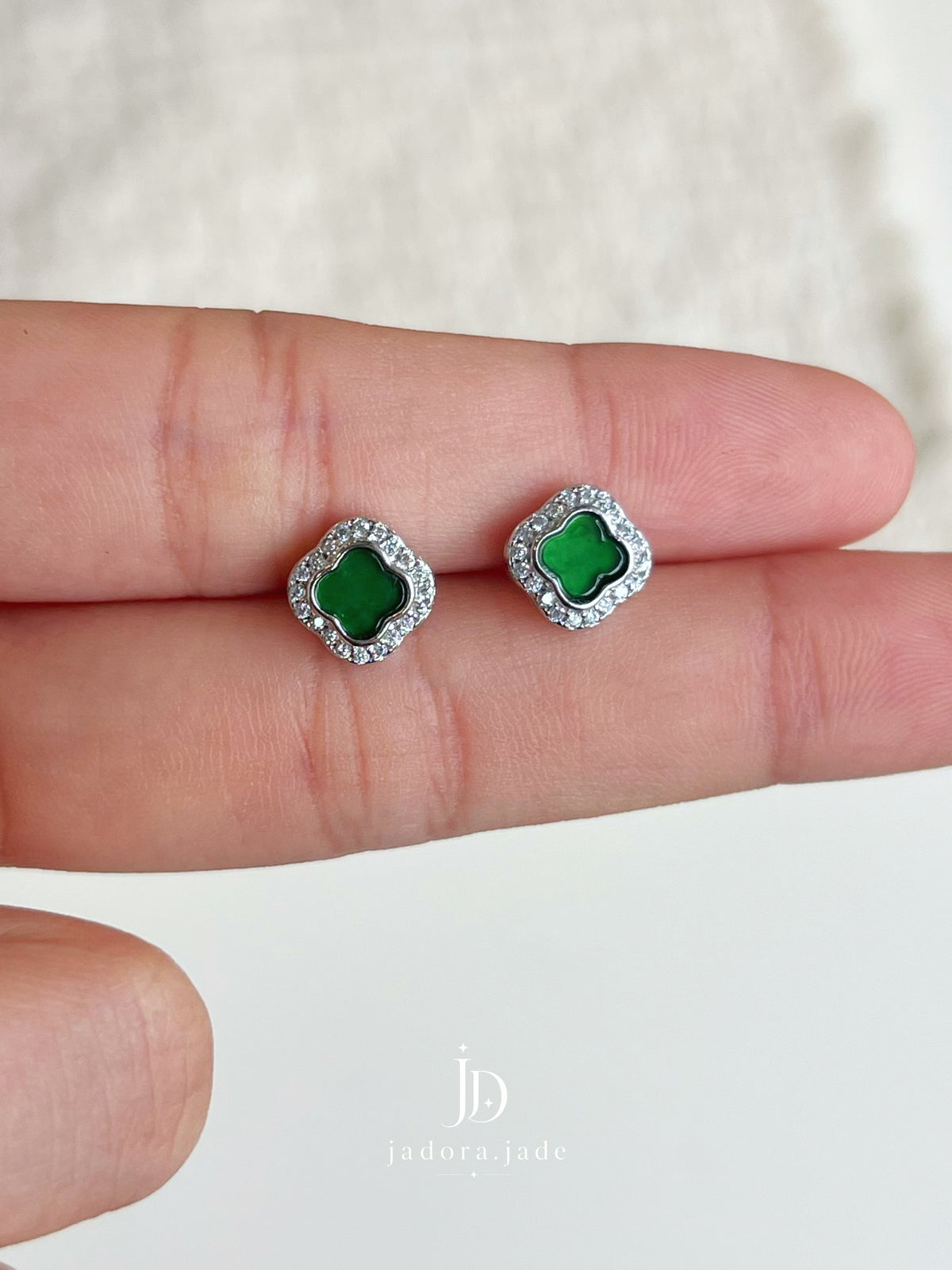 The Four Petals of Fortune | Jade Earrings