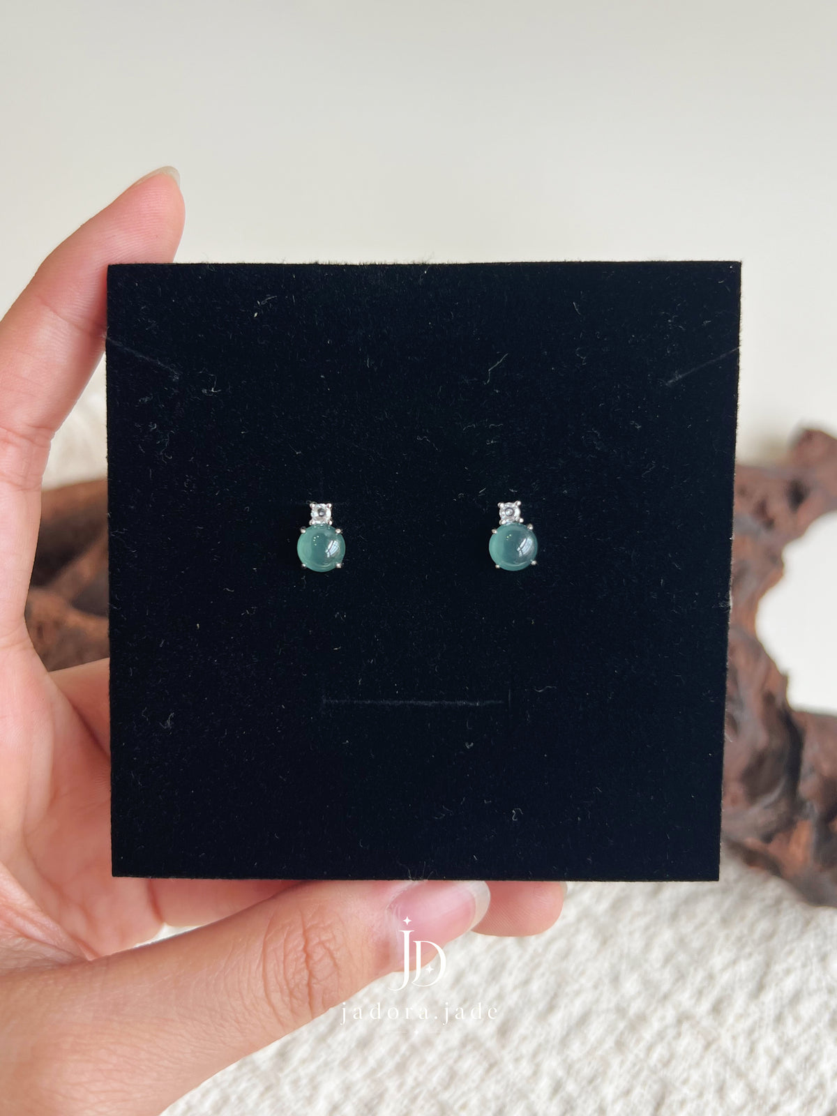 Blue Jade Cabochon Earring