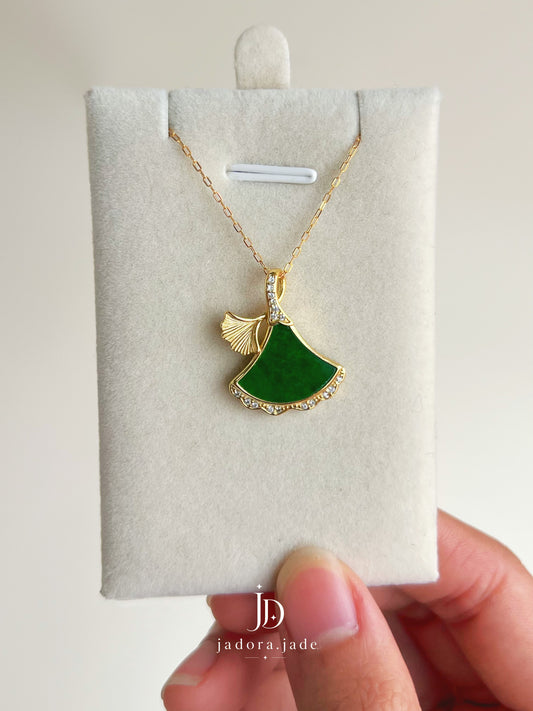 Ginkgo of Lasting Fortune (Gold 金) | Burmese Jade Necklace