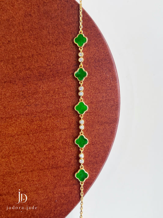 Clover Fortune 四叶聚福 | Burmese Jade Bracelet
