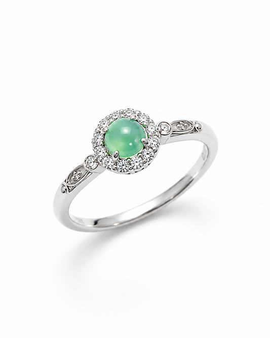 Ethereal Blue Circle Cabochon Ring (NO CERT) | 空灵蓝圆形翡翠蛋面戒指（无证书）
