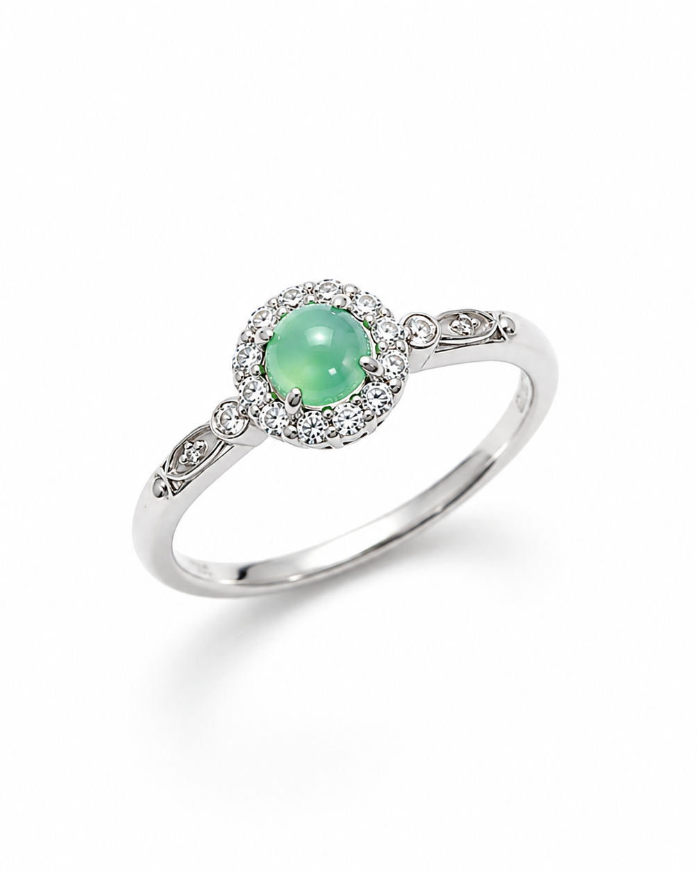 Halo Blossom Blue Jade Ring (NO CERT) | 光环花语蓝翡翠戒指（无证书）