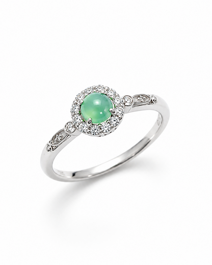 Halo Blossom Blue Jade Ring (NO CERT) | 光环花语蓝翡翠戒指（无证书）