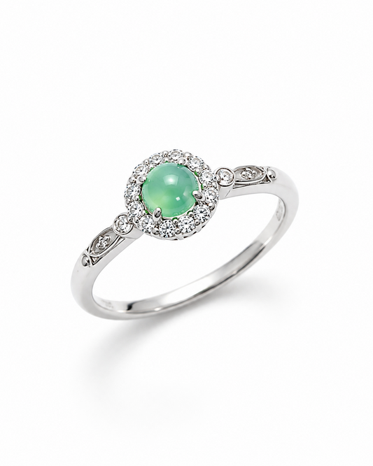 Halo Blossom Blue Jade Ring (NO CERT) | 光环花语蓝翡翠戒指（无证书）