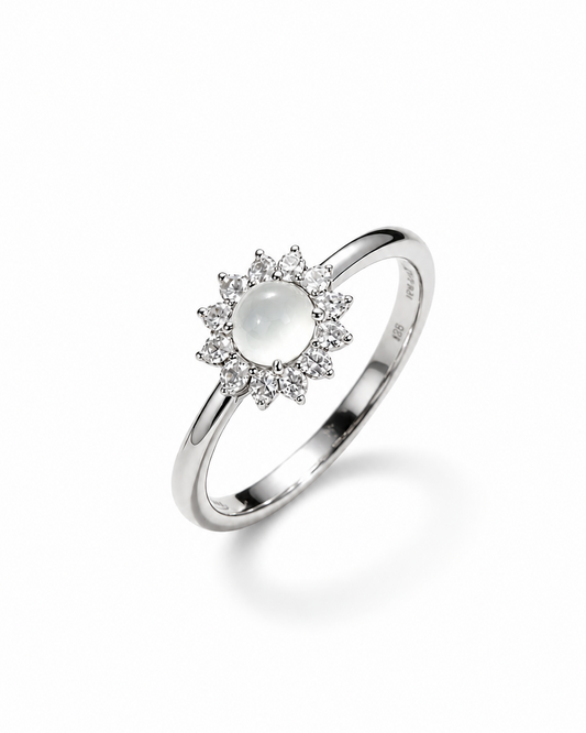 Luminous Petal Clear Jade Ring (NO CERT) | 流光花瓣冰透翡翠戒指（无证书）