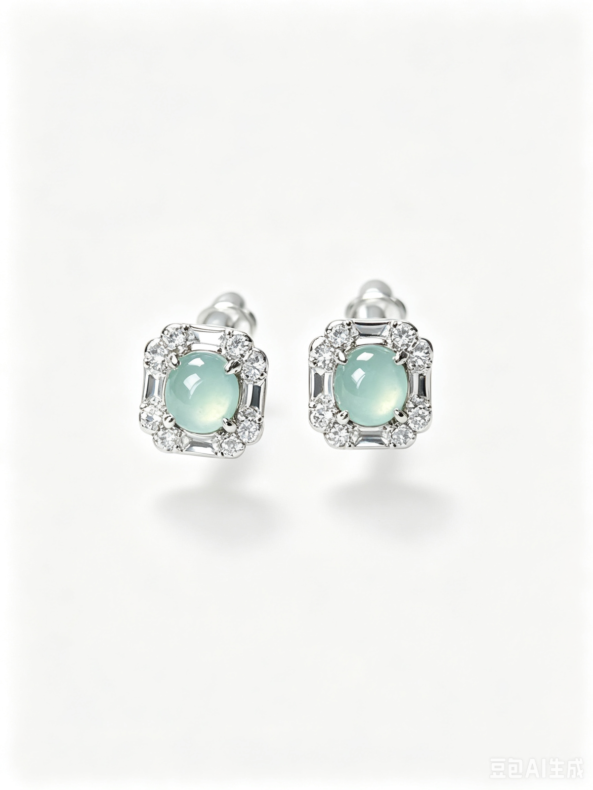 Emerald-Cut Inspired Blue Jade Earring | 祖母绿切割蓝翡翠耳环