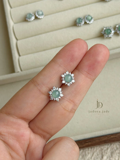 Blue Jade Starbloom Earring | 蓝翡翠星花耳环