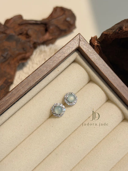 Daisy Blue Jade Earring | 雏菊蓝翡翠耳环