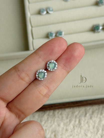 Daisy Blue Jade Earring | 雏菊蓝翡翠耳环