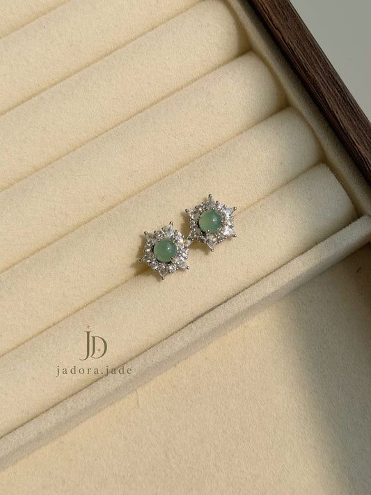 Star Blossom Blue Jade Earring | 星花蓝翡翠耳环