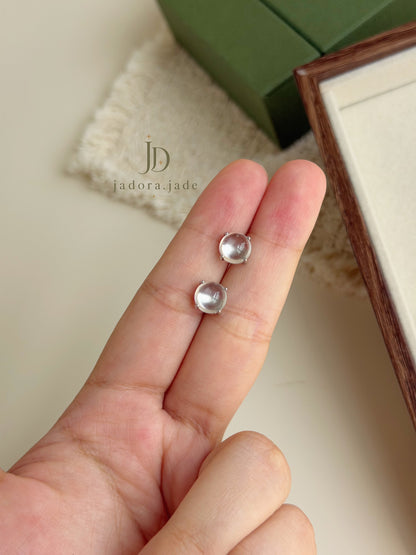 Clear Cabochon Earring | 冰透翡翠蛋面耳环
