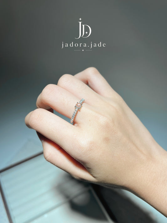 Pearl White Jade Ring (NO CERT) | 珍珠白翡翠戒指（无证书）