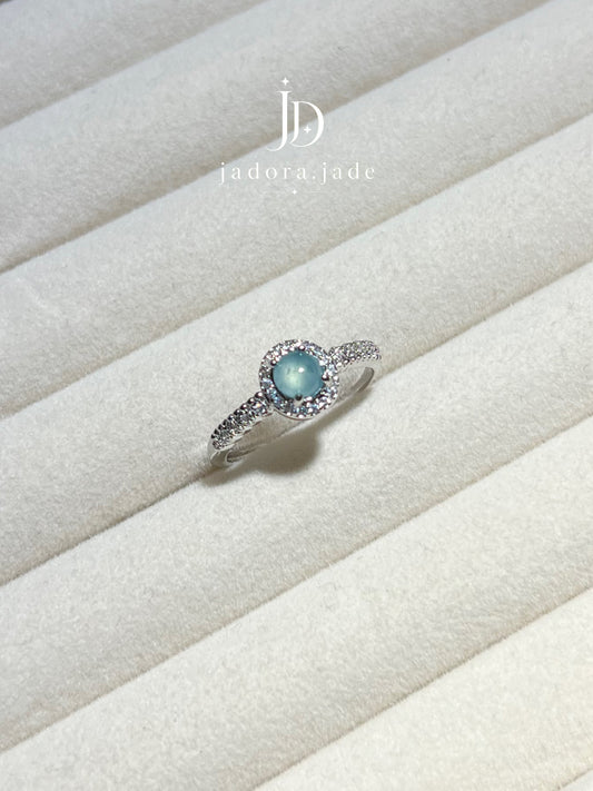 Ethereal Blue Circle Cabochon Ring (NO CERT) | 空灵蓝圆形翡翠蛋面戒指（无证书）
