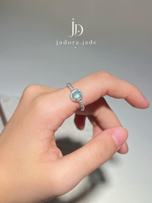 Ethereal Blue Circle Cabochon Ring (NO CERT) | 空灵蓝圆形翡翠蛋面戒指（无证书）