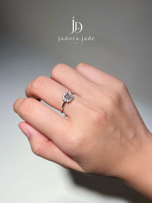 Luminous Petal Clear Jade Ring (NO CERT) | 流光花瓣冰透翡翠戒指（无证书）