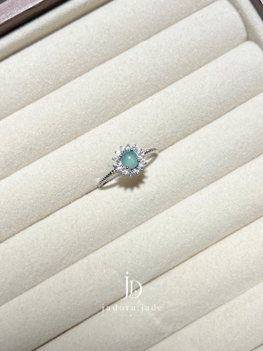 Luminous Petal Blue Jade Ring (NO CERT) | 流光花瓣蓝翡翠戒指（无证书）