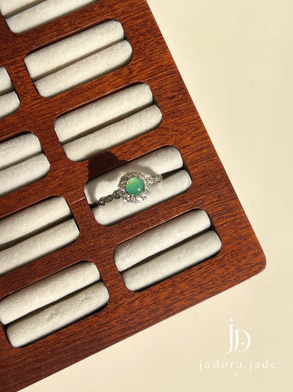 Halo Blossom Blue Jade Ring (NO CERT) | 光环花语蓝翡翠戒指（无证书）