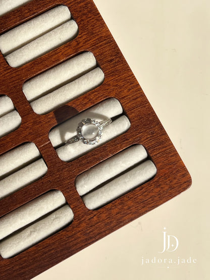 Ethereal Clear Circle Cabochon Ring (NO CERT) | 空灵冰透圆形翡翠蛋面戒指（无证书）