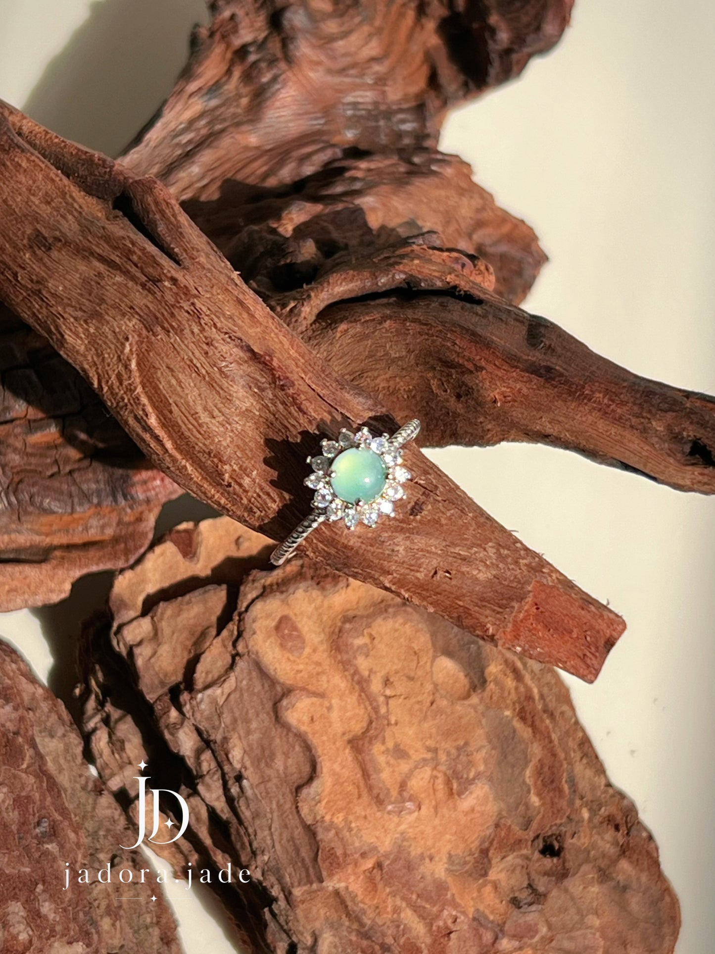 Luminous Petal Blue Jade Ring (NO CERT) | 流光花瓣蓝翡翠戒指（无证书）