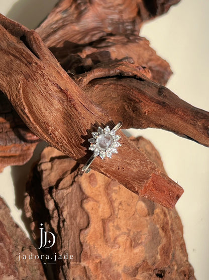 Halo Blossom Clear Jade Ring (NO CERT) | 光环花语冰透翡翠戒指（无证书）