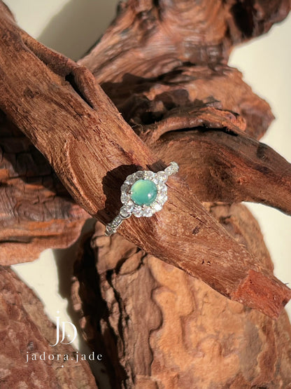 Halo Blossom Blue Jade Ring (NO CERT) | 光环花语蓝翡翠戒指（无证书）