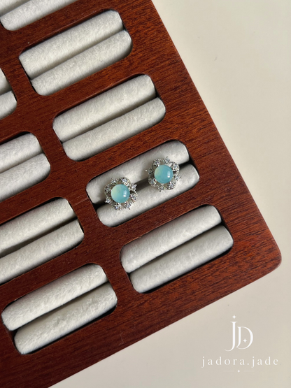 Floral Bloom Blue Jade Earring | 花绽蓝翡翠耳环
