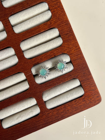 Blue Jade Starbloom Earring | 蓝翡翠星花耳环