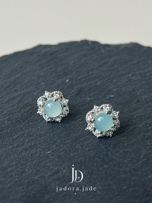 Floral Bloom Blue Jade Earring | 花绽蓝翡翠耳环
