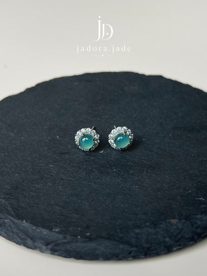 Daisy Blue Jade Earring | 雏菊蓝翡翠耳环