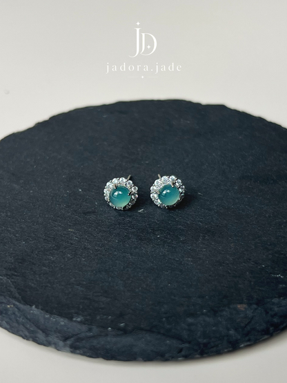 Daisy Blue Jade Earring | 雏菊蓝翡翠耳环
