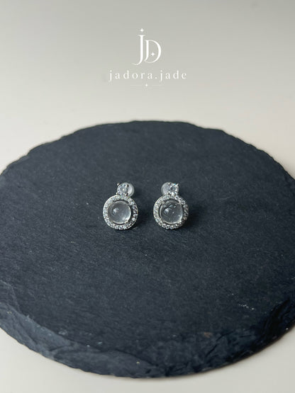 Crystal Mist Cabochon Earring | 晶雾翡翠蛋面耳环