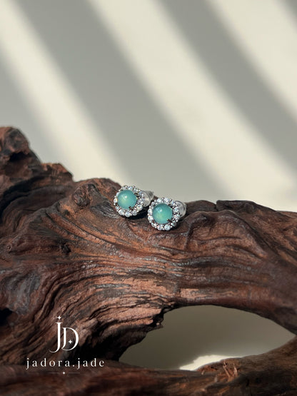 Daisy Blue Jade Earring | 雏菊蓝翡翠耳环