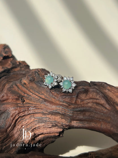 Blue Jade Starbloom Earring | 蓝翡翠星花耳环