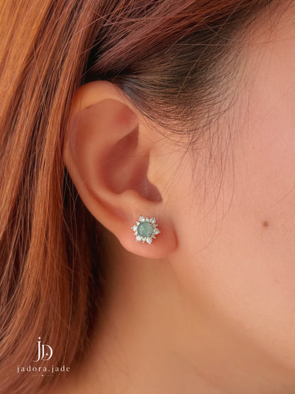 Blue Jade Starbloom Earring | 蓝翡翠星花耳环