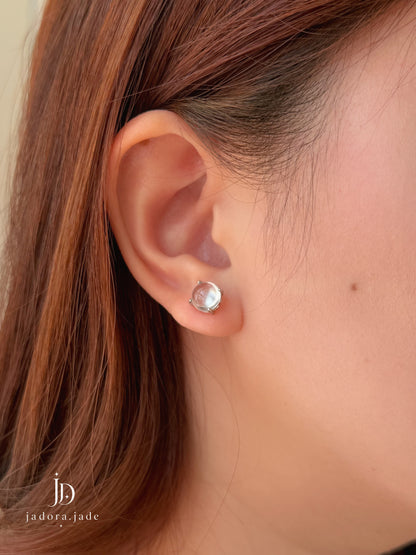 Clear Cabochon Earring | 冰透翡翠蛋面耳环