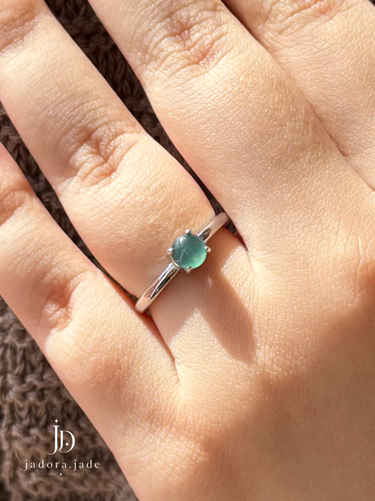 Dreamy Blue Cabochon Ring | 梦幻蓝翡翠蛋面戒指