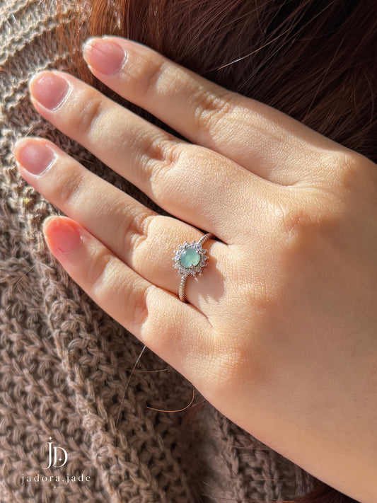 Luminous Petal Blue Jade Ring (NO CERT) | 流光花瓣蓝翡翠戒指（无证书）