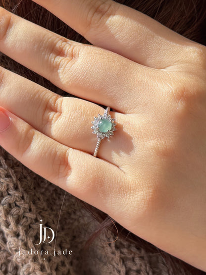 Luminous Petal Blue Jade Ring (NO CERT) | 流光花瓣蓝翡翠戒指（无证书）