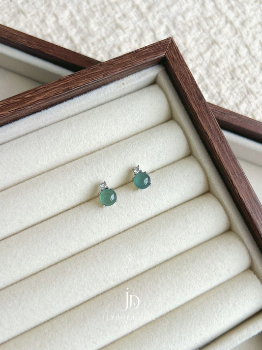 Blue Jade Cabochon Earring