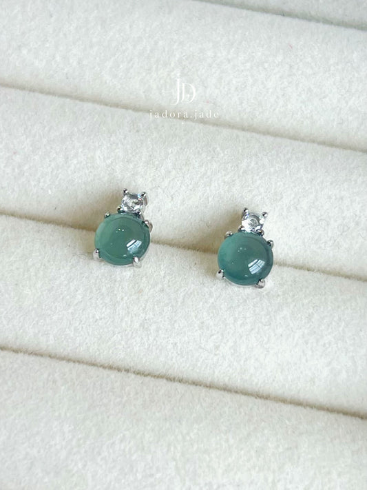 Blue Jade Cabochon Earring