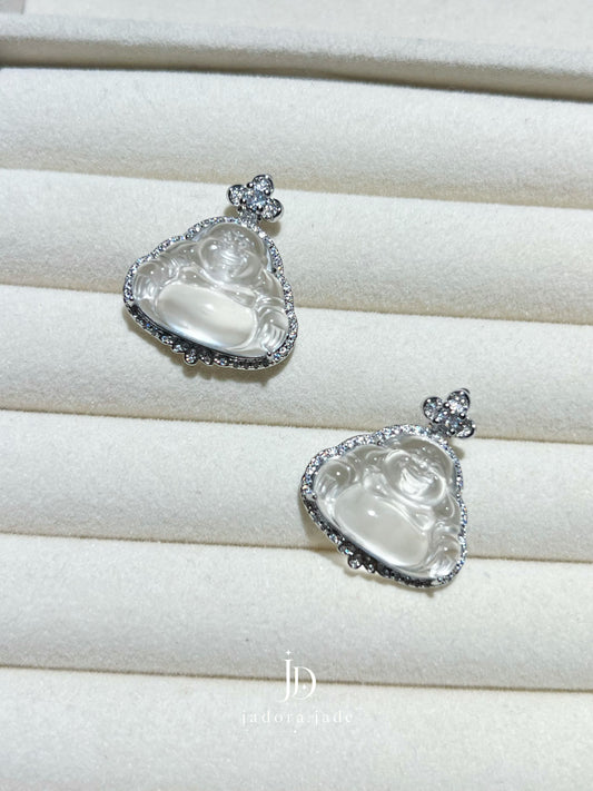 Clear Laughing Buddha Jade Pendant | 冰透翡翠笑佛吊坠