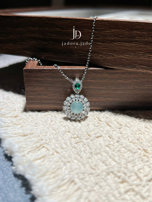 Floral Ocean Blue Jade Pendant | 花语海蓝翡翠吊坠